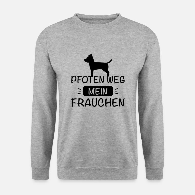 Pfoten weg - Mein Frauchen ! - Unisex Pullover - Weißgrau meliert