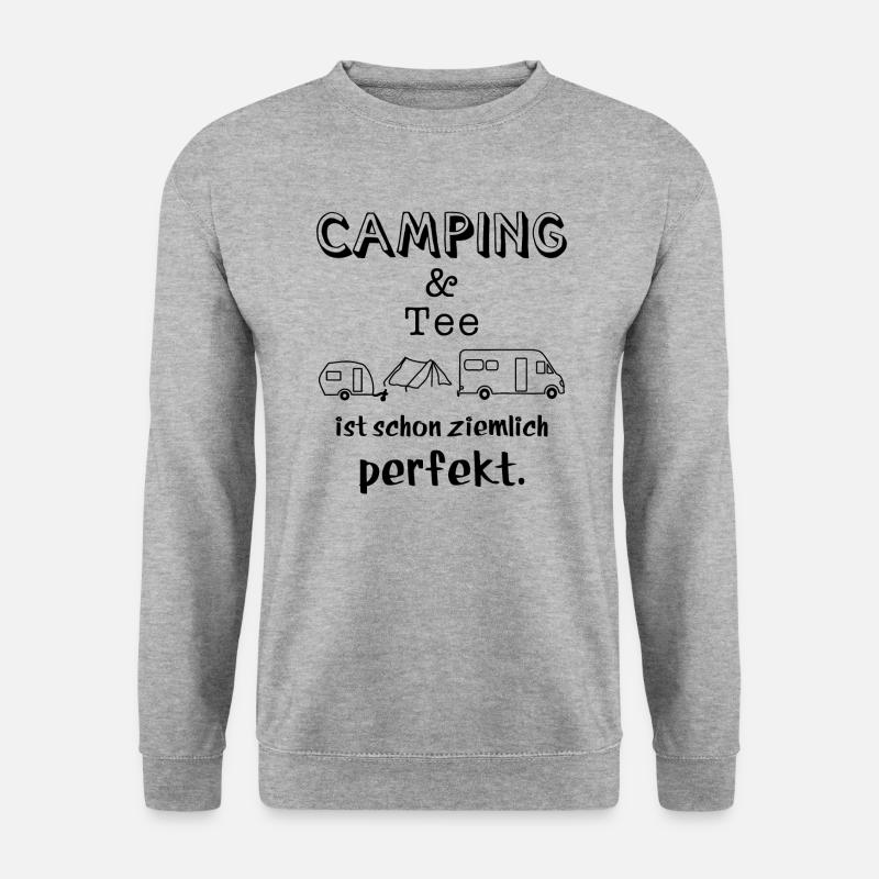 camping und tee - Unisex Pullover - Weißgrau meliert