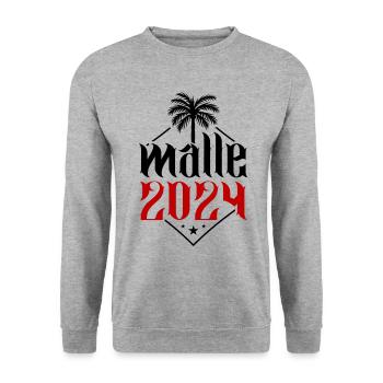 Malle 2024 - Unisex Pullover - Weißgrau meliert - Vorne - Alina (178cm) & Michal (187cm)