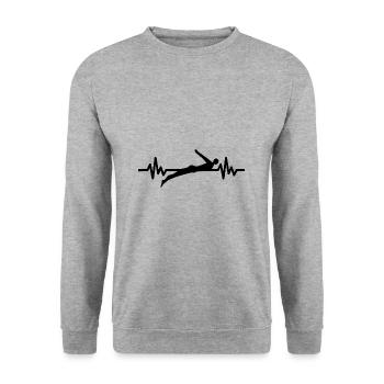 Heartbeat Swimmer - Diver Water Sports Athlete - Unisex Sweatshirt - salt & pepper - Front - Alina (178cm) & Michal (187cm)