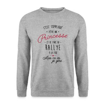 princesse et Rallye - Sweat-shirt Unisexe - gris chiné - Devant - Alina (178cm) & Michal (187cm)