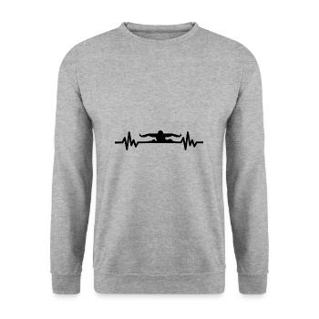 Heartbeat Swimmer - Diver Water Sports Athlete - Unisex Sweatshirt - salt & pepper - Front - Alina (178cm) & Michal (187cm)