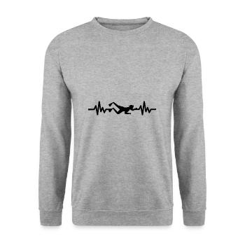 Heartbeat Swimmer - Diver Water Sports Athlete - Unisex Sweatshirt - salt & pepper - Front - Alina (178cm) & Michal (187cm)