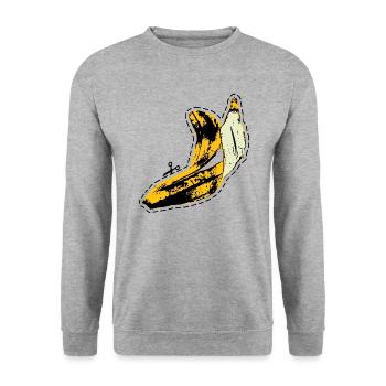 Do-it-yourself Banana - Unisex Pullover - Weißgrau meliert - Vorne - Alina (178cm) & Michal (187cm)