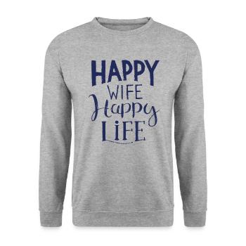 Heureuse femme vie heureuse disant femme - Sweat-shirt Unisexe - gris chiné - Devant - Alina (178cm) & Michal (187cm)