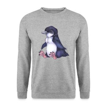 Niedlicher Feenpinguin Baby Pinguin Südpol Artikis - Unisex Pullover - Weißgrau meliert - Vorne - Alina (178cm) & Michal (187cm)