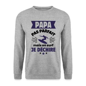 Papa pas parfait, mais en surf je déchire - Sweat-shirt Unisexe - gris chiné - Devant - Alina (178cm) & Michal (187cm)