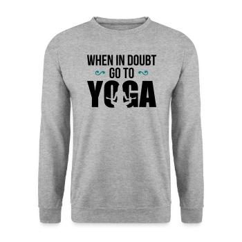 En cas de doute aller au yoga - drôle - drôle - Sweat-shirt Unisexe - gris chiné - Devant - Alina (178cm) & Michal (187cm)