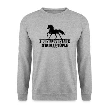 Horse lovers are stable people - Unisex Pullover - Weißgrau meliert - Vorne - Alina (178cm) & Michal (187cm)