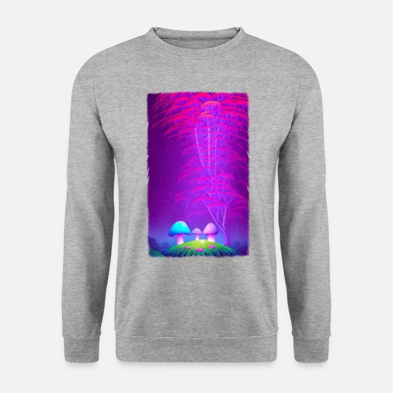 Pilze vertikal 3 - Unisex Pullover - Weißgrau meliert