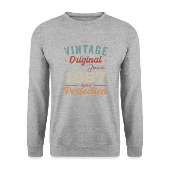 Juin 1967 Vieilli à la perfection Millésime juin 1967 - Sweat-shirt Unisexe - gris chiné - Devant - Alina (178cm) & Michal (187cm)