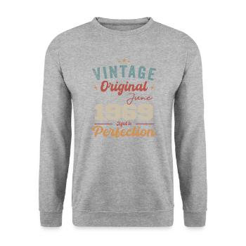 June 1969 Aged to Perfection June 1969 vintage - Unisex Sweatshirt - salt & pepper - Front - Alina (178cm) & Michal (187cm)