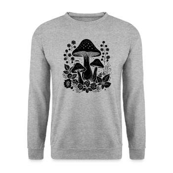 Champignon Cottagecore - Sweat-shirt Unisexe - gris chiné - Devant - Alina (178cm) & Michal (187cm)