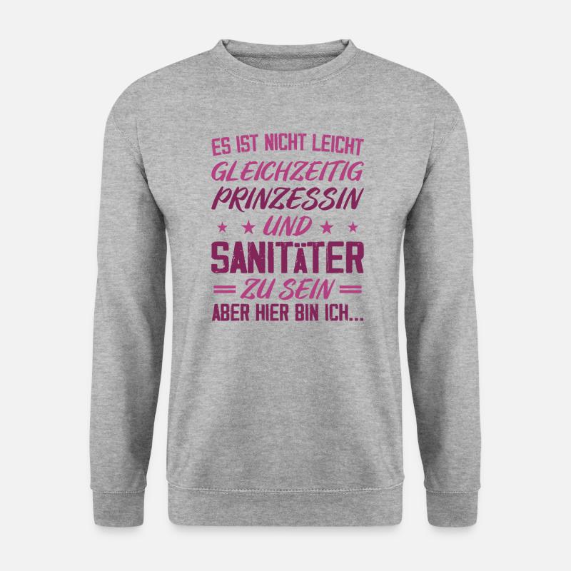 SANITÄTERIN - Gleichzeitig Prinzessin - Unisex Pullover - Weißgrau meliert