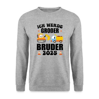 Ich Werde Großer Bruder 2025 - Unisex Pullover - Weißgrau meliert - Vorne - Alina (178cm) & Michal (187cm)