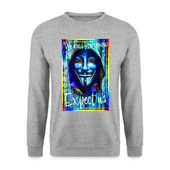 Anonymous hackers. Expect us. - Unisex Sweatshirt - salt & pepper - Front - Alina (178cm) & Michal (187cm)