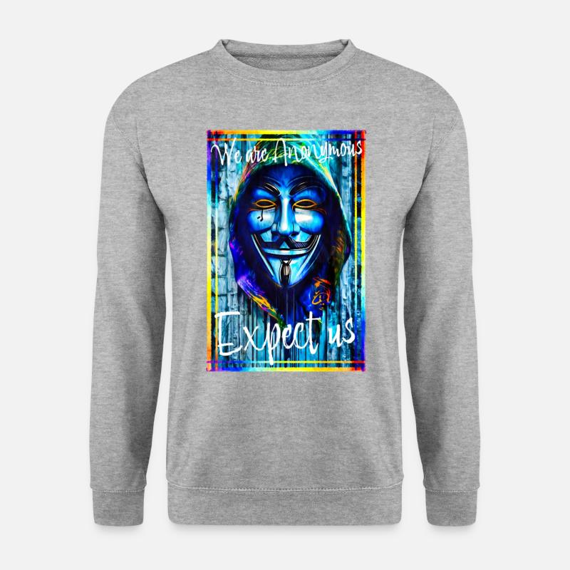Anonyme Hacker. Erwarten Sie uns. - Unisex Pullover - Weißgrau meliert
