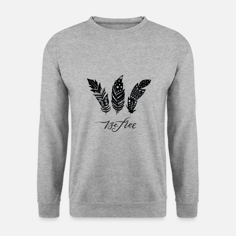 Be Free Federn - Unisex Pullover - Weißgrau meliert