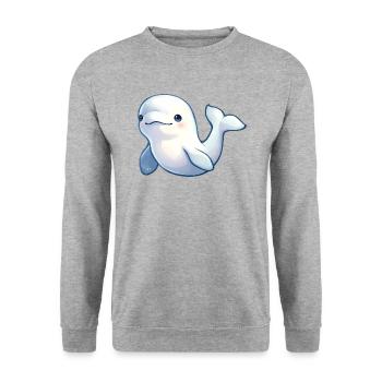 Beluga Sea Animal Lover - Unisex Sweatshirt - salt & pepper - Front - Alina (178cm) & Michal (187cm)