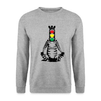 Zebra, Traffic Light, Head, Art, Streetart, Urban - Unisex Sweatshirt - salt & pepper - Front - Alina (178cm) & Michal (187cm)