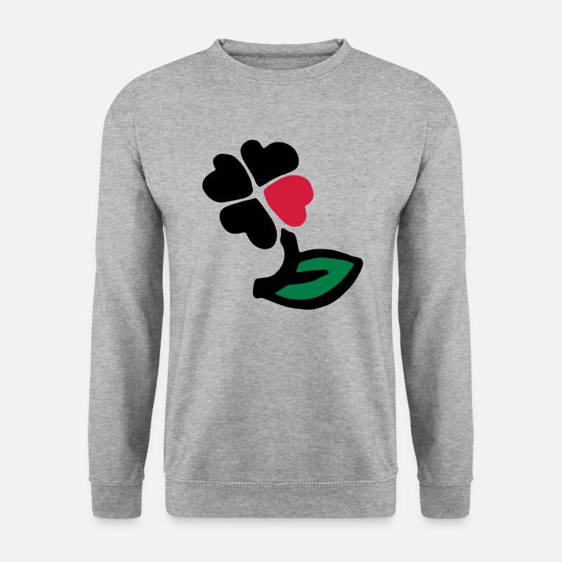 Vierblättriges Kleeblatt bunt / four-leaf clover - Unisex Pullover - Weißgrau meliert
