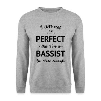 Humor perfekt Bassist Frau Mann - Unisex Pullover - Weißgrau meliert - Vorne - Alina (178cm) & Michal (187cm)