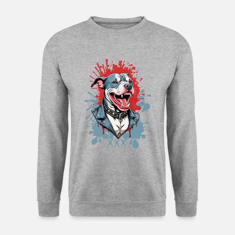 Hunderasse Pitbulls - Unisex Pullover - Weißgrau meliert
