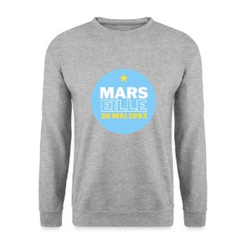MARSEILLE FOOT 26 MAI 1993 CHAMPION HISTOIRE - Sweat-shirt Unisexe - gris chiné - Devant - Alina (178cm) & Michal (187cm)