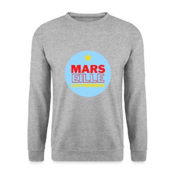 MARSEILLE FOOT 26 MAI 1993 CHAMPION HISTOIRE - Sweat-shirt Unisexe - gris chiné - Devant - Alina (178cm) & Michal (187cm)