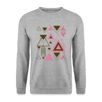 Dreiecke Geometrie Minimalistisches Roségold - Unisex Pullover - Weißgrau meliert - Vorne - Alina (178cm) & Michal (187cm)