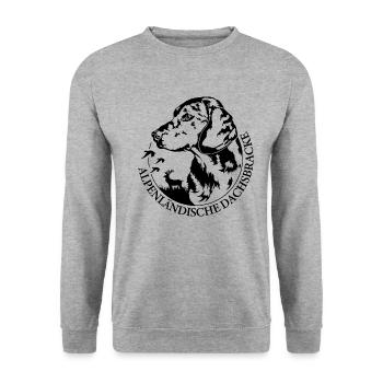 ALPENLÄNDISCHE DACHSBRACKE Hundeportrait Wilsigns - Unisex Pullover - Weißgrau meliert - Vorne - Alina (178cm) & Michal (187cm)