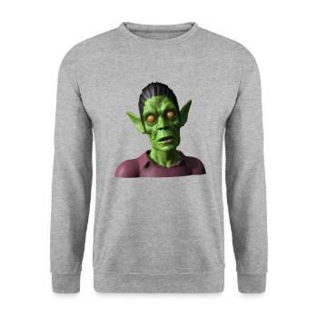 Zombie vert maléfique pour Halloween - Sweat-shirt Unisexe - gris chiné - Devant - Alina (178cm) & Michal (187cm)