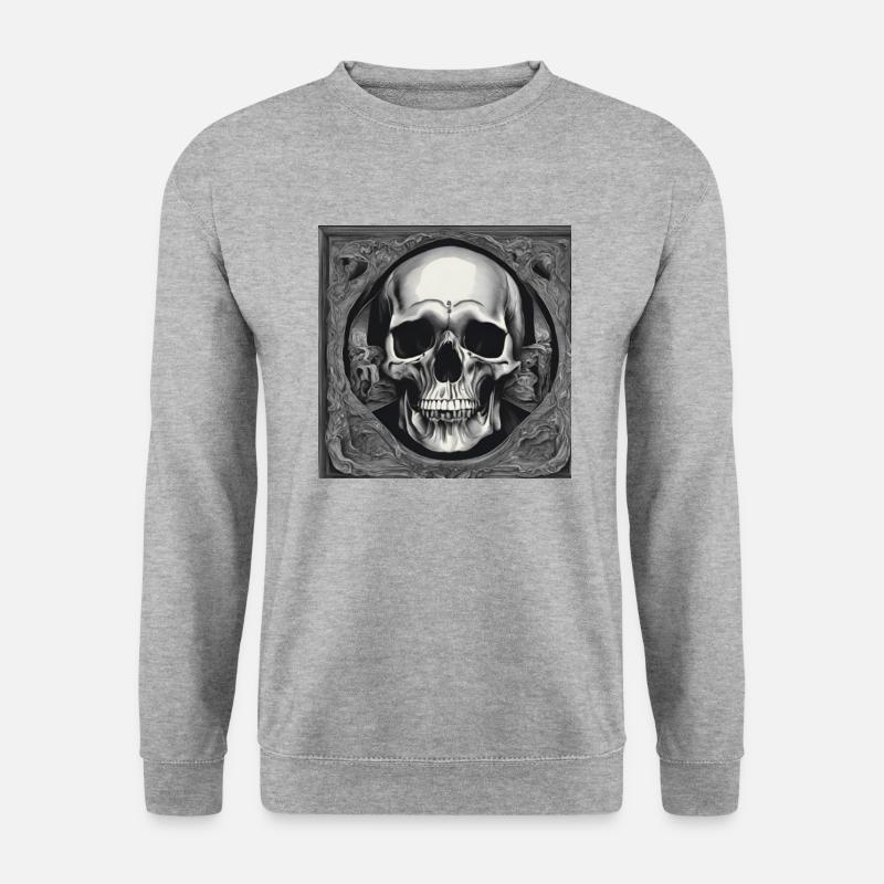 Macabre Skull Portrait - Unisex Pullover - Weißgrau meliert