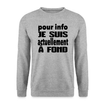pour info je suis actuellement à fond - Sweat-shirt Unisexe - gris chiné - Devant - Alina (178cm) & Michal (187cm)