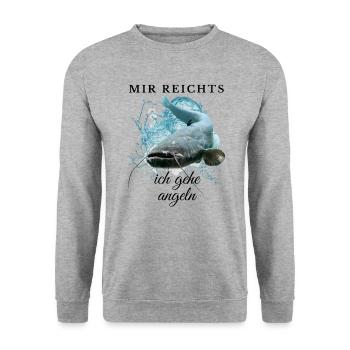 Mir reichts ich gehe angeln - Angler angeln Fisch - Unisex Pullover - Weißgrau meliert - Vorne - Alina (178cm) & Michal (187cm)