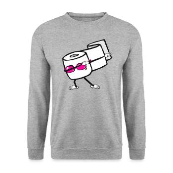 Toilettenpapier Dabbing Geschenk - Unisex Pullover - Weißgrau meliert - Vorne - Alina (178cm) & Michal (187cm)