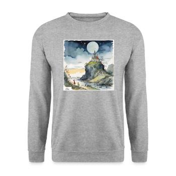 Vintage castle dreamscape - Unisex Sweatshirt - salt & pepper - Front - Alina (178cm) & Michal (187cm)