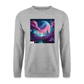 Epische himmlische Traumlandschaft - Unisex Pullover - Weißgrau meliert - Vorne - Alina (178cm) & Michal (187cm)