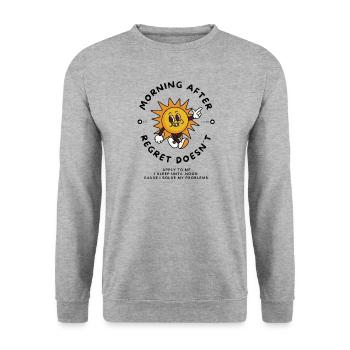 Solving regrets cartoon - Unisex Sweatshirt - salt & pepper - Front - Alina (178cm) & Michal (187cm)