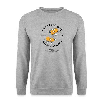 Nichts links oder rechts Karikatur - Unisex Pullover - Weißgrau meliert - Vorne - Alina (178cm) & Michal (187cm)