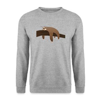 Faultier Relax Chill Nap Schlafen - Unisex Pullover - Weißgrau meliert - Vorne - Alina (178cm) & Michal (187cm)