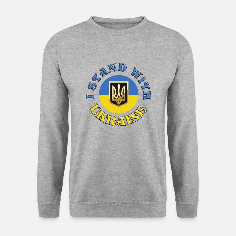 I stand with Ukraine - Unisex Pullover - Weißgrau meliert