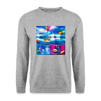 children having good time during summer holidays a - Unisex Sweatshirt - salt & pepper - Front - Alina (178cm) & Michal (187cm)