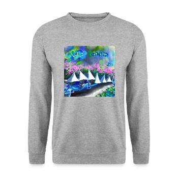 Vélo dans les montagnes printanières - Sweat-shirt Unisexe - gris chiné - Devant - Alina (178cm) & Michal (187cm)
