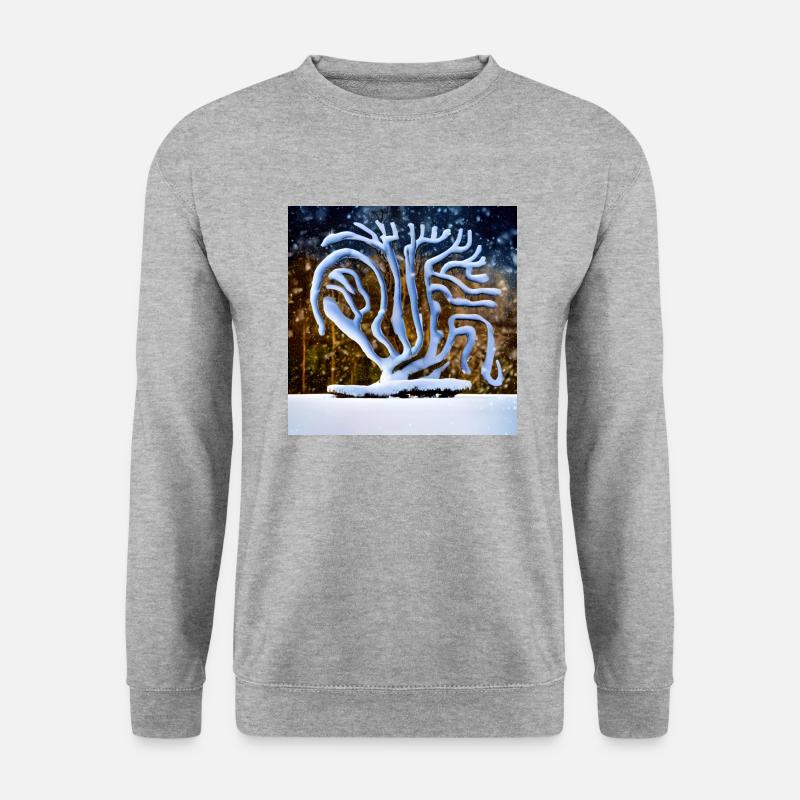 Alter Baum im Winter - Unisex Pullover - Weißgrau meliert