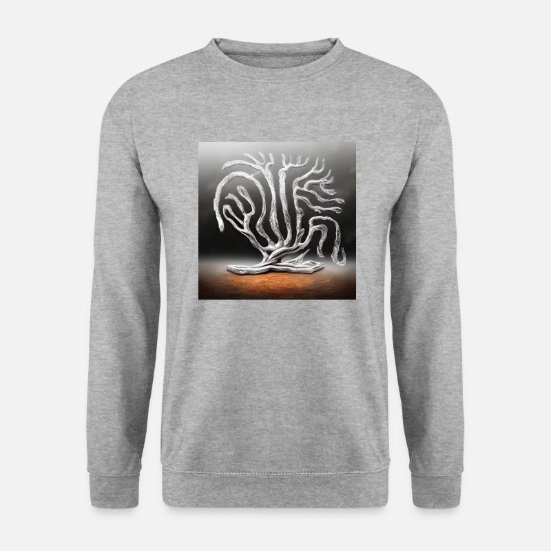 Alter Baum vom Blitz getroffen - Unisex Pullover - Weißgrau meliert