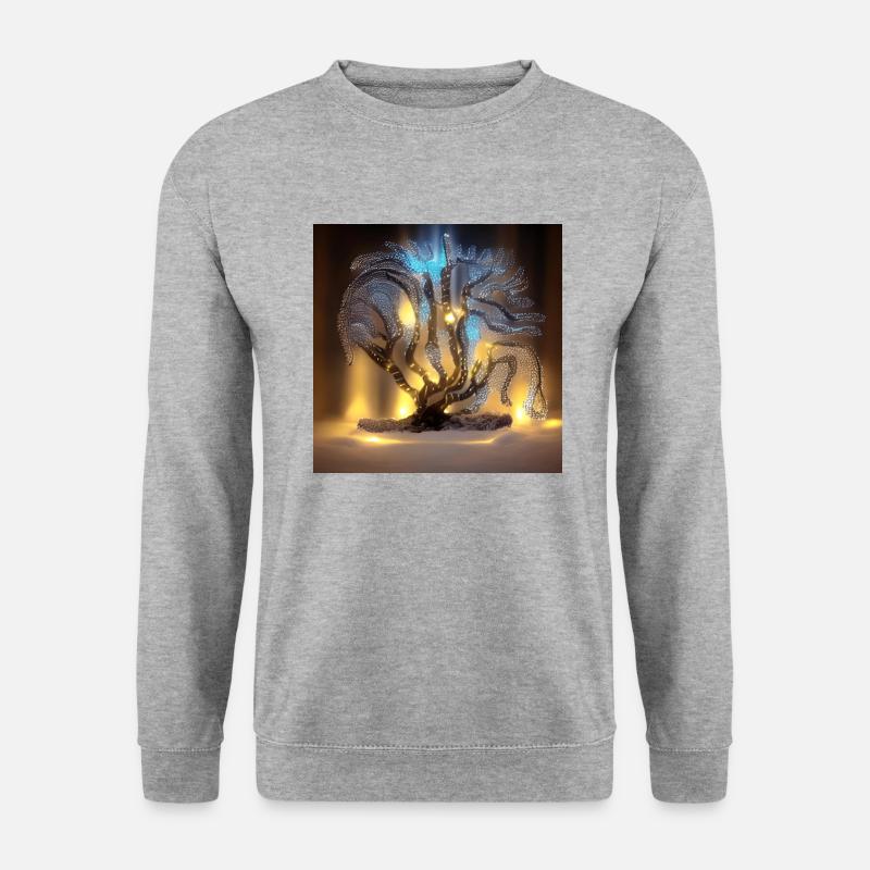 Alter Baum mit Lichtern - Unisex Pullover - Weißgrau meliert