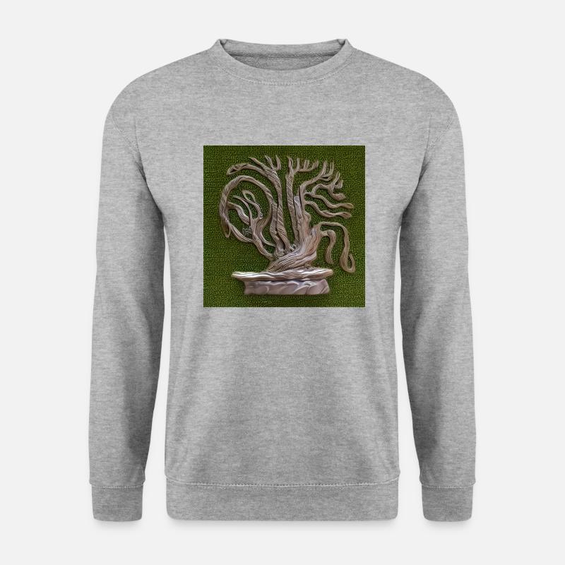 Alter Baum wird grün - Unisex Pullover - Weißgrau meliert