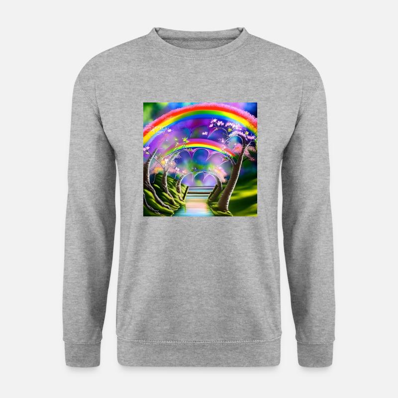 Regenbogen im Frühling - Unisex Pullover - Weißgrau meliert