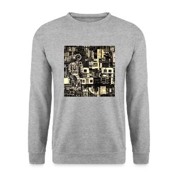 DER MENSCH IN DER CYBERWELT - Unisex Pullover - Weißgrau meliert - Vorne - Alina (178cm) & Michal (187cm)